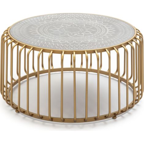 Couchtisch 77X77X39 Metall Gold/Dm Grau (1/3)