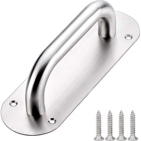 Maniglia per porta scorrevole, maniglia a tirante, maniglia a spinta in acciaio inox da 65 x 200 mm con placcatura argentata.