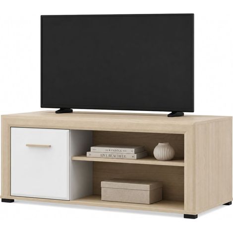 Mesa de Centro Pettor, con Patas, 3 Compartimentos, Forma Rectangular, 121x55x49h cm Roble Marrón