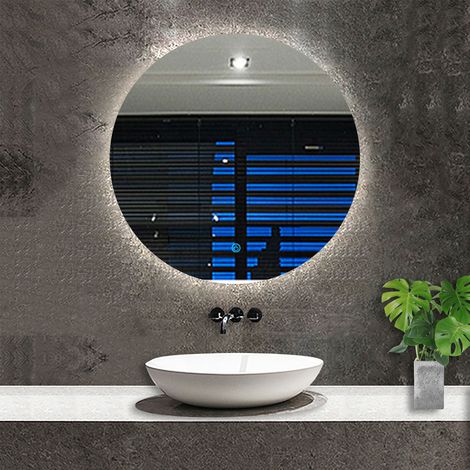 OCEAN Specchio da bagno rotondo con LED,Diametro 60cm,Disappannamento,Touch control,Retroilluminato,Funzione Memoria (1/5)