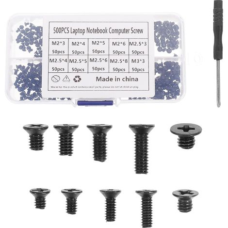 Assortiment de Vis M2 et M2.5 pour Ordinateur en Acier Carbone Noir avec Boîte de Rangement, Résistance à la Corrosion, Accessoires pour Réparation d'Ordinateurs (1/5)