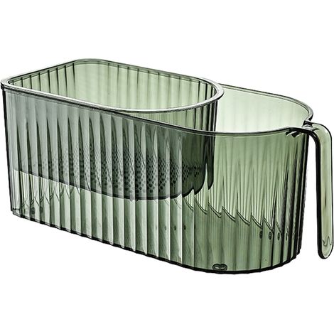 Kühlschrank-Organizer, Aufbewahrungsbox für Tierfutter, 24 x 10,5 x 9,5 cm, transparent, schwarz/grün, mit Abtropfschale und Griff