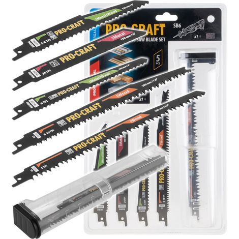 Juego de hojas para sierra de sable Procraft SB6, 5 piezas, 150 - 240 mm, para madera / metal / plástico (1/4)