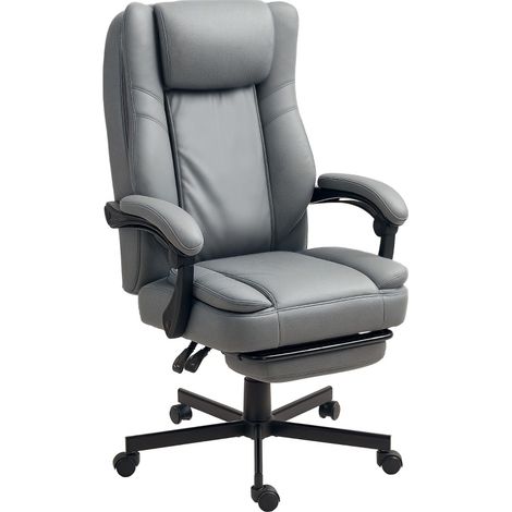 CHICFURN Sedia ufficio ergonomica in microfibra grigia con massaggio e poggiapiedi (1/5)