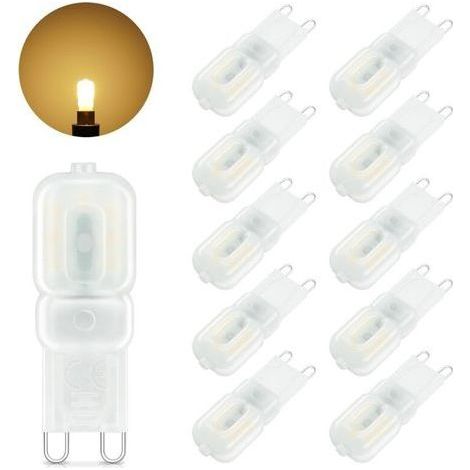 Ampoule LED G9, 3W Equivalent 30W Halogène Lampe, Blanc Chaud 3000K, 500LM, G9 LED Sans Scintillement, Angle du faisceau 360° pour Chambre Salon Cuisine, lot de 10 (1/4)