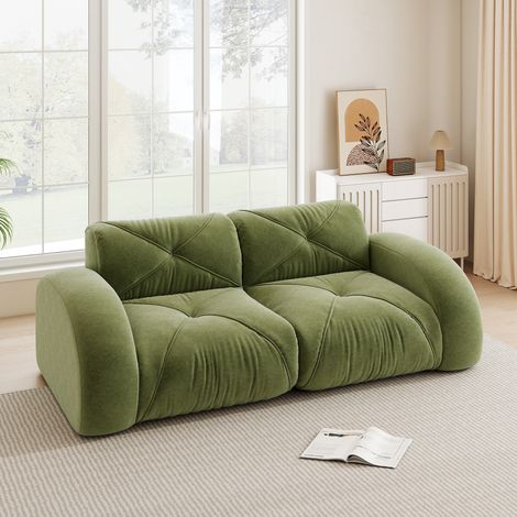 Modulares 2-Sitzer-Sofa grün Chenille rahmenlos mit 32D-Schaumstoff (1/5)