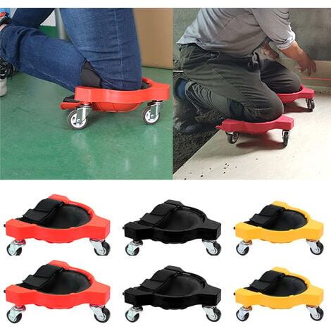 Ginocchiere resistenti con 3 rotelle e comodi cuscinetti in gel, capacità di rotazione di 360 gradi senza sollevarle dal pavimento, ideali per qualsiasi lavoro sul pavimento, 1 pezzo, nero (1/5)