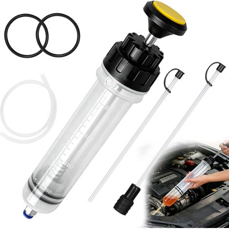 Pompe d'aspiration manuelle de 500 ml avec indicateur de niveau et tuyau d'extension de 1 m, pompe d'aspiration manuelle pour huile, essence et carburant, pompe de transvasement pour (1/5)