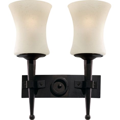 Searchlight Cartwheel - Applique da Interno 2 Luci Nera con Vetro Scavo, E27 (1/5)