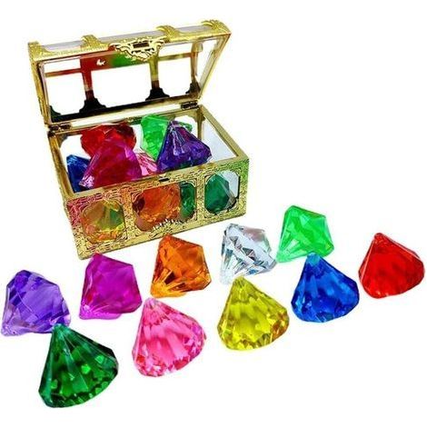 Set of 10 gemstone diving toys, diamond-shaped pirate treasure chest, large colorful diamond-shaped diving toy (1/5)