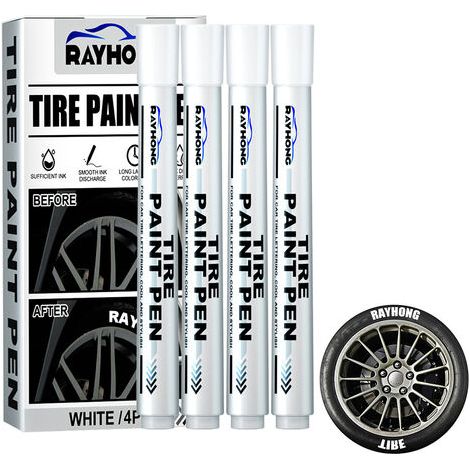 Marqueur blanc pour peinture de pneus – Encre à base d'huile imperméable – Résistant à la décoloration – Lot de 4 pièces (1/5)