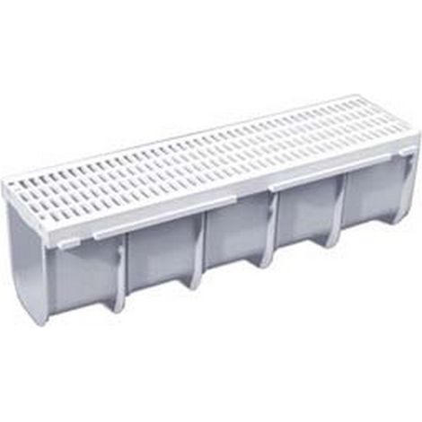 1PZ CANALETTA CON GRIGLIA COMPLETA IN POLIPROPILENE GRIGIA - cm.50x13x14h.