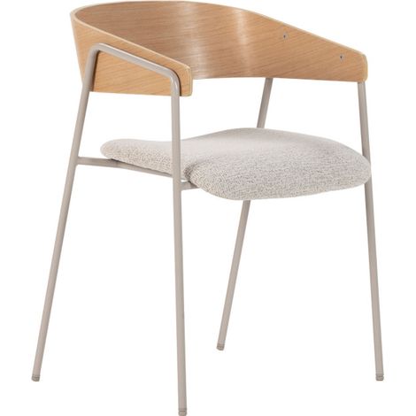 Lot de 2 fauteuils de table en tissu, bois et métal - Beige - Opna (1/5)