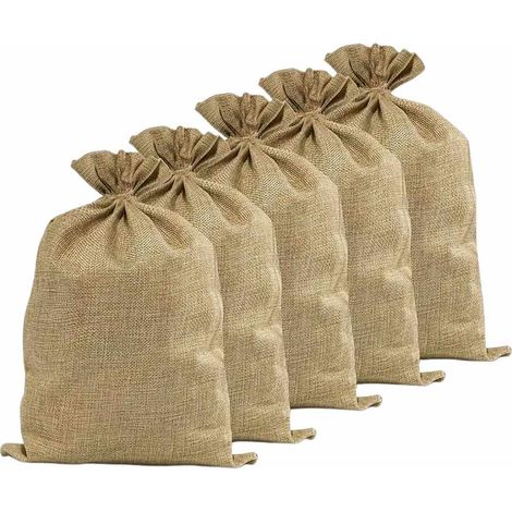 Jute-Sack 50 cm x h 70 cm strapazierfähig und wiederverwendbar 5er-Set