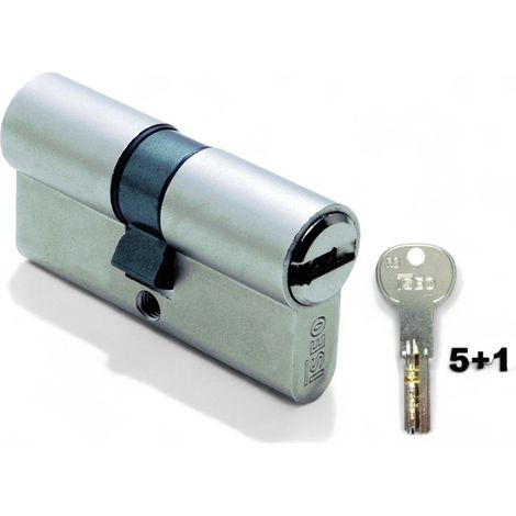 Cilindro sicurezza infilare profilo europeo 6 spine antitrapano ottone nichelato - 70 mm decentrato (30x40)