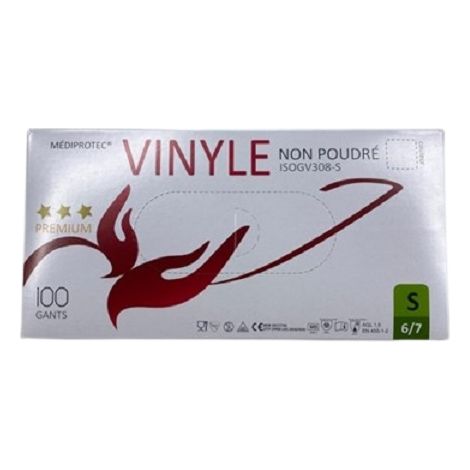 Gant vinyle non poudre mediprotec petit taille 6/7