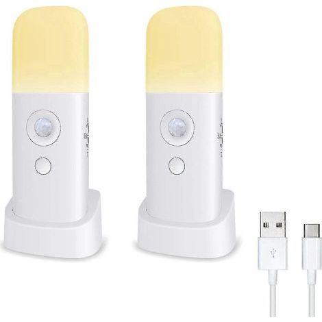 Nachtlicht für Kinder, Bewegungsmelderlampe, Helligkeit einstellbar, tragbar, wiederaufladbar, für Schlafzimmer, Kinderzimmer und Wohnzimmer (2er-Set) (1/5)