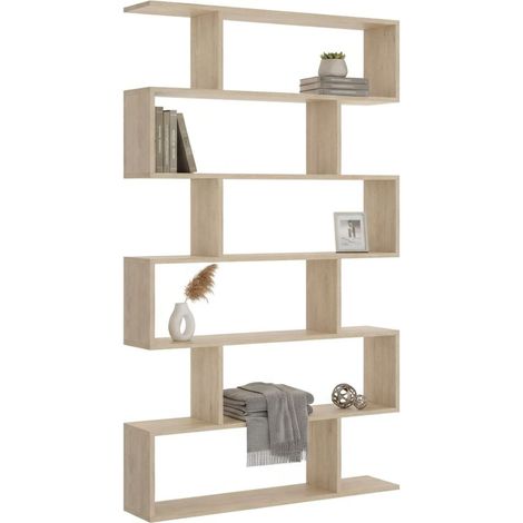 Libreria Misma, Scaffale da ufficio multiuso, Mobile biblioteca portalibri a 5 ripiani, 80x25h190 cm, Rovere