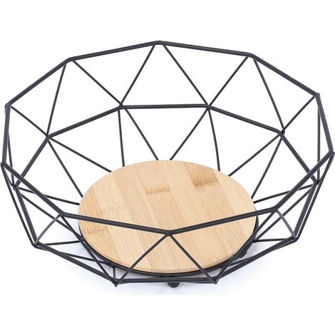 Corbeille à fruits Design industriel Bois & Acier ELIE Noir mat (1/4)