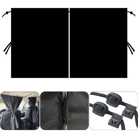 Rideau de Séparation de Voiture - Noir, Rideau De Séparation de Voiture avec Autocollant Magique, Pare - Soleil De Voiture Amovible Arrière/Côté Pare - Soleil pour Camping/SUV/Voiture Privée (1/5)
