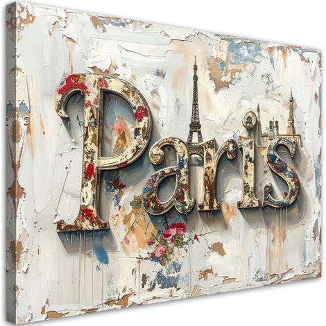 Stampe su Tela, Insegna Parigi Shabby Chic Vintage, 30x20 (1/5)