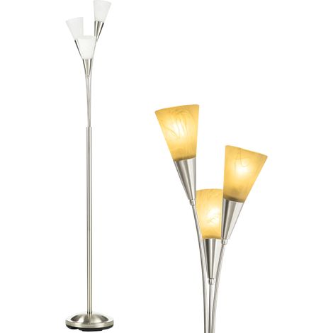 HOMCOM Modern Upright Floor Lamp with 3 Light, Steel Base for Living Room