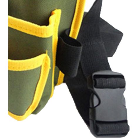 Sacoche ceinture bricolage Oxford, pochettes multiples avec ceinture, rangement outils multifonction, vert et jaune (1/5)