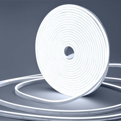 LED Strip Neon 10 m Dimmable 1200 LEDs Cool White 6500 K 24 V IP65 Waterproof Flexible Silicone LED Strip for Kitchen, Bedroom, Garden, Indoor and Outdoor Decoration (1/5)