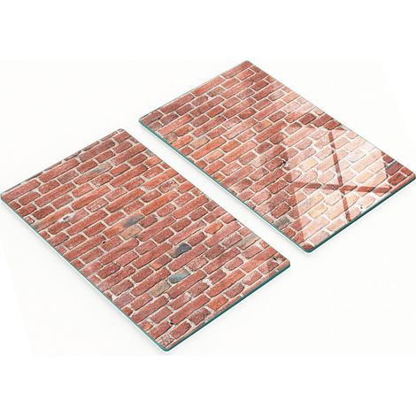 Tablas de cortar de vidrio para cocina con dise帽o de pared de ladrillo, 2x30x52 cm.