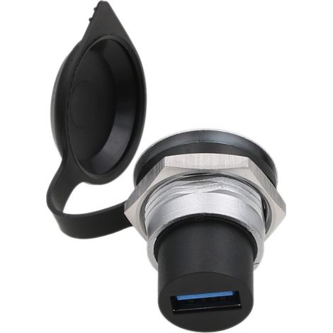 Lot de 2 coupleurs de prise de panneau USB 3.0 étanches pour cloison circulaire - Châssis de câble en ligne femelle vers femelle (1/5)