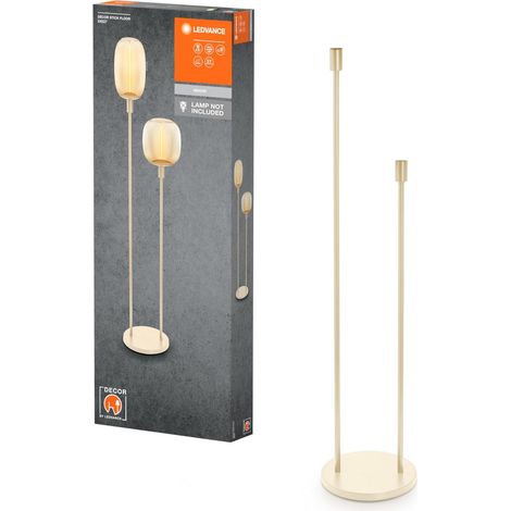 Lampadaire décoratif avec 2x douilles E27, deux supports (hauteur 78cm et 110cm), beige, avec câble d'alimentation de 1,8m, ampoule LED 1906 parfaitement adaptée vendue séparément (1/5)