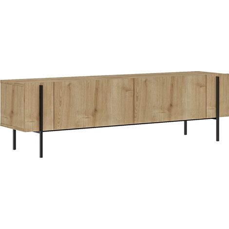 TV-Möbel mit Holzschränken und schwarzen Details 160 cm FRENA