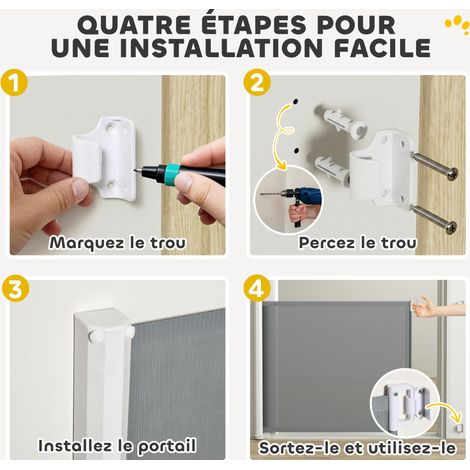 Barrière de sécurité barrière animaux rétractable automatique 1,15L x 0,83H m teslin métal gris (1/5)