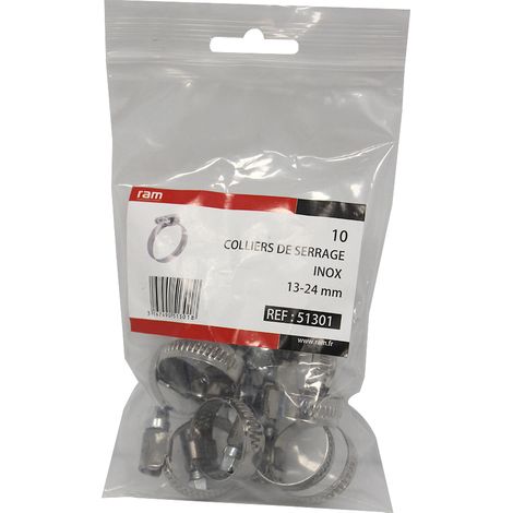 Sachet de 10 colliers de serrage Inox Ø13-24 - Ram (1/3)