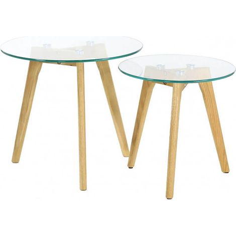 GLASS - Lot de 2 Tables Gigognes Rondes Verre Trempé (1/6)