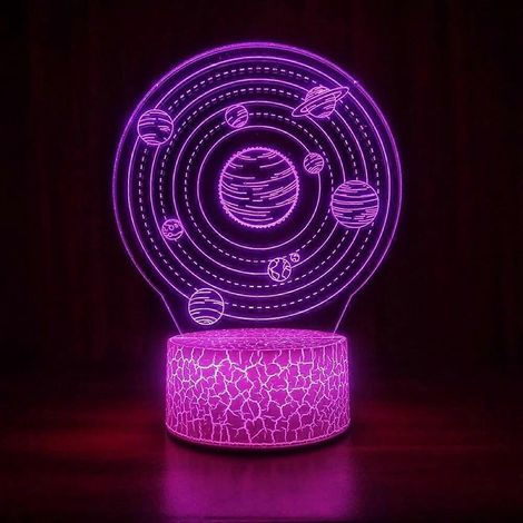 Veilleuse 3D Nighdn Neuf Planètes, lampe de table tactile à changement progressif de couleurs, cadeau créatif, décoration de chambre