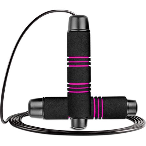 Corde à Sauter - Câble Acier Enrobé PVC Réglable - Manches en Mousse Antidérapants - Roulements à Billes Sans Enchevêtrement - Pour Entraînement Intérieur ou Extérieur - 1 Pièce (1/5)