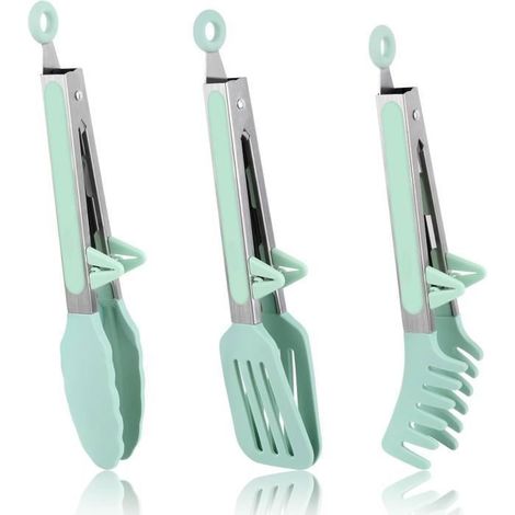 2 pinces de cuisine en silicone, résistantes à 315 °C, anti-rayures, idéales pour barbecue et pâtisserie (1/4)
