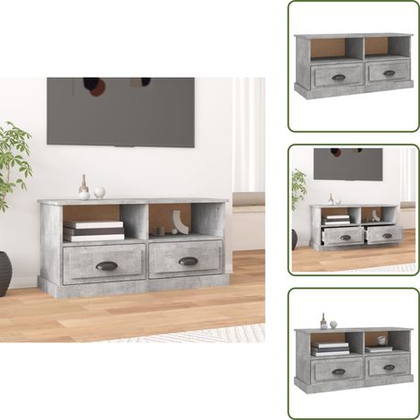Meuble TV gris béton 93x35,5x45 cm bois d'ingénierie - Meubles Tv - Meuble Tv - Support Tv - Unité Tv - Meuble Salon (1/5)