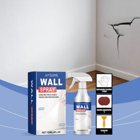 Peinture de rénovation murale en aérosol, application propre, résistante à l'eau et à la lumière – Contient : 1 aérosol de 120 ml, 1 grattoir, 1 paire de gants jetables et 2 paquets de papier de verre (1/5)