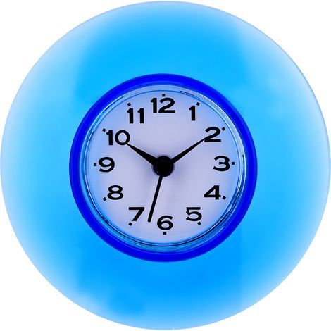 Mini salle de bain cuisine miroir ventouse horloge murale douche étanche Quartz horloges décoration bleu