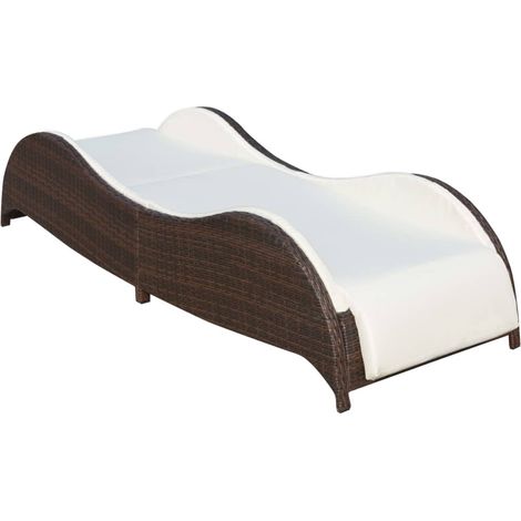 Maison Exclusive - Lettino Prendisole con Cuscino in Polyrattan Marrone (1/5)