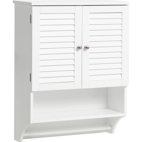 Armario de pared para baño con estantes abiertos y toallero 60 x 22 cm blanco Senguer (1/5)