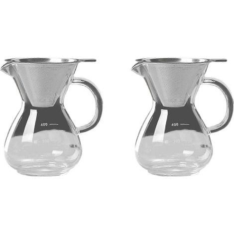 cafetières en verre avec filtre, résistantes aux hautes températures, pour expresso, avec graduation, 400 ml (1/3)