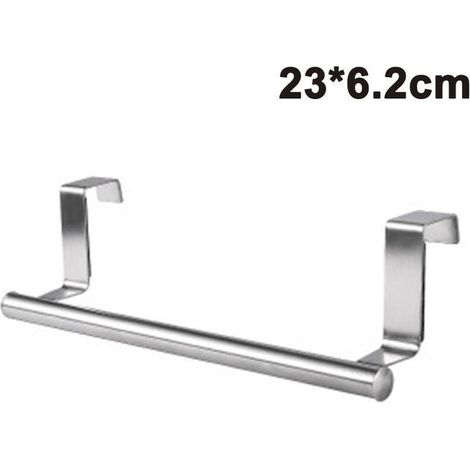 Toallero moderno con ganchos para baño y cocina, toallero de acero inoxidable cepillado sobre mueble, 23 × 6,2 cm (1/4)
