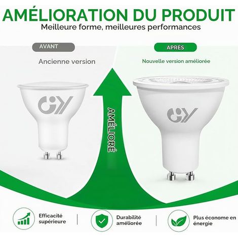 Ampoules LED GU10 2.9W Equivalent 50W, 520LM 4000K Blanc Neutre, Angle de Lumière 100°, Ampoule GU10 Led Energétique (1/2)