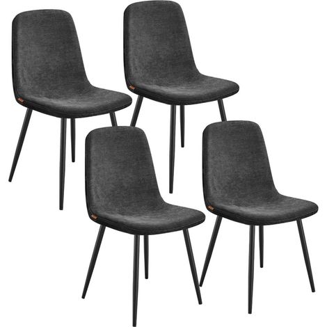 Set di 4 sedie da pranzo con supporto in metallo piedini regolabili facili da pulire sedie da cucina in tessuto ciniglia PU testurizzato grigio 120004985