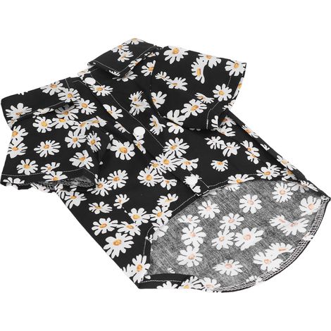 T-shirt pour chien à imprimé marguerites, doux, respirant et flexible, pour petits chiens et chats XZCS03 Noir S (1/5)