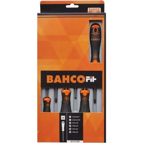 BAHCO Juego de Destornilladores Bahco Fit 6 Piezas Recta/PH/PZ B219.026