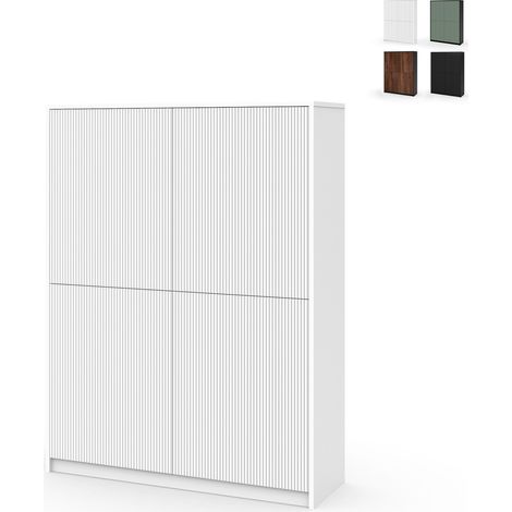 Credenza alta mobile moderno con ante cannettate Budapest - Bianco